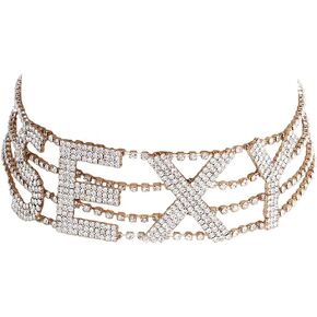 Arsimus Crystal Rhinestone Sexy Statement Choker Necklace
