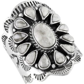 Turquoise Network Howlite Ring Sterling Silver 925 Genuine Gemstones Size 6 to 11