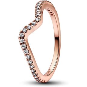 Pandora Sparkling Wave Ring - Ring for Women - Layering or Stackable Ring - Gift for Her - Clear Cubic Zirconia - With Gift Box