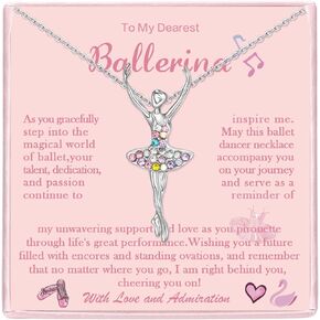 Ballerina Ballet Necklace for Girls Dance Gifts Ballet Dance Recital Gifts for Girls Dance Necklace Gift for Daughter Granddaughter Nieces