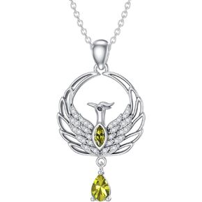 LONAGO Phoenix Necklace with Synthetic Birthstone Nirvana Rebirth Phoenix Pendant Necklace Gift for Women Girls