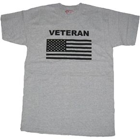Military Veteran Tshirt with U.S. Flag. OD Green or Dark Ash. Made in USA