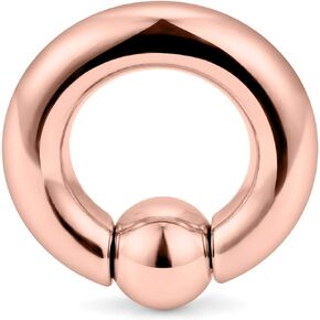 Kridzisw 2G 4G 6G 8G Large Septum Rings Ear Gauges Earrings 316L Surgical Steel Cpative Bead Rose Gold PA Ring Weight Ear Lobe Earrings Stretching Pierceing Jewelry for Women Men Diameter 12mm 16mm