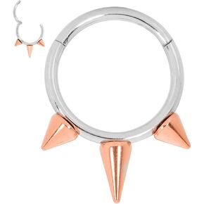 365 Sleepers 316L Surgical Steel 16G 8mm 10mm Spike Hinged Hoop Segment Nose Ring Helix Tragus Septum Unisex Earring Body Piercing Jewelry
