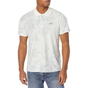 GUESS Men's Short Sleeve Eco Linen Porcelain Polo