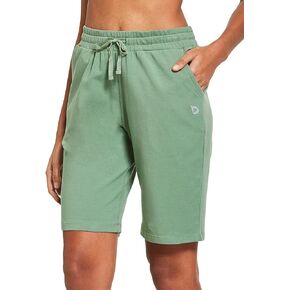 BALEAF Women's Bermuda Shorts Long Cotton Casual Summer Knee Length Pull On Lounge Walking Exercise Shorts with Pockets