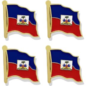 HSQCEZ 4 Pack Haiti Flag Lapel Pin - Haitian Flags Pins Lapel Hat Backpacks Suit Decoration & Men Women Waving Patriotic Enamel Metal Badge Souvenir in Kuwait