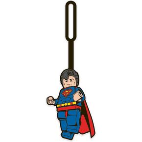 Lego DC Superman Silicone Luggage Tag for Travel, Suitcase, Backpack, Summer Beach Bag (52506), Flexible Silicone Bag tag with writable Surface on Back, 6.5 inches Long Including The Loop