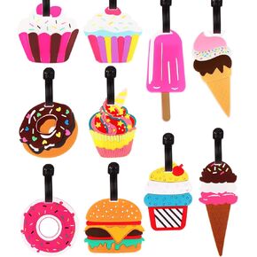 10 قطع ملونة لطيفة الأمتعة العلامات للنساء الرجال، حقيبة السفر تحديد الأمتعة التسمية الصيف الآيس كريم الدونات السفر حقائب العلامات in Kuwait