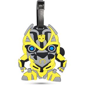 Luggage Tag for Suitcases Bag Baggage Travel Tags Identifiers Cool Robot Large Silicone Name Luggage ID Tags for Kids Women Girls Men XLP0704-08 (Yellow）