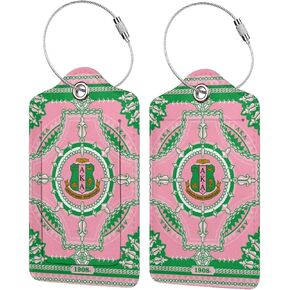 2 Pcs Luggage Tags Pu Leather Baggage Tag Privacy Cover Id Label with Stainless Steel Loop Suitcase Travel Bag Labels Sorority Gifts for Women Sister Black