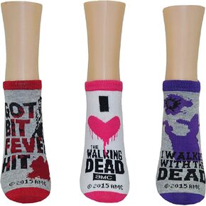 Everything Legwear The Walking Dead Lowcut Socks (3 Pair) - Got Bit Fever Hit - Ladies Shoe Size 4-10