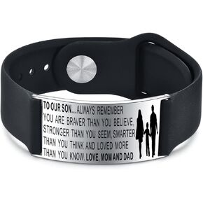 To My Son Bracelets, Stainless Steel Teens Wristband, Son Bracelet From Mom and Dad, Son Gift