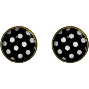 ROSTIVO Black White Polka Dot Stud Earrings for Women and Girls Cute Round Stud Earrings