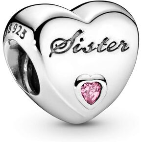 Pandora Jewelry Sister's Love Charm - Compatible Moments Bracelets - Jewelry for Women - Sterling Silver Bracelet Charm with Cubic Zirconia, With Gift Box