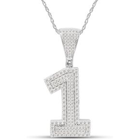 SAVEARTH DIAMONDS 3/4 Carat Round Cut Lab Created Moissanite Diamond Number 1" Pendant Necklace In 14k Gold Over 925 Sterling Silver With 18" Chain (G-H Color, VVS1 Clarity, 0.75 Cttw)