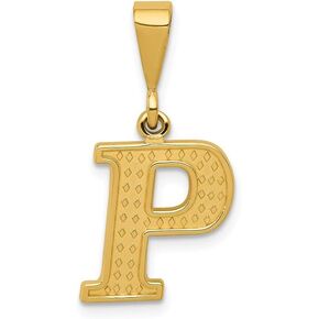 JewelryWeb 14k Yellow Gold Solid Polished Textured back Initial Charm - Measures 25.8x15.8mm - Initial Options: A B C D E F G H I J K L M N O P R S T V W