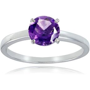 Sterling Silver African Amethyst 8mm Round Solitaire Bridal Engagement Ring