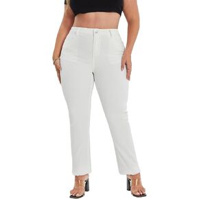 Plus Size Straight Jeans for Women High Waist Loose Slim Women Jeans Curvy Stretchy Denim Pants for Women