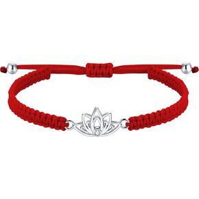 J.Endéar سوار زهرة اللوتس للنساء الفتيات، 925 الفضة الاسترليني زهرة اليدوية تخريمية حبل سلسلة سوار، سوار اليوغا تميمة البوذية هدية محظوظة in Kuwait