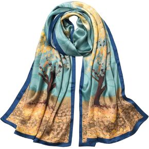 SHIROUYU 100% Mulberry Silk Scarf 70'' X 21'' Long Satin Scarf Fashion Designer Scarf Lightweight Wraps with Gift Packed