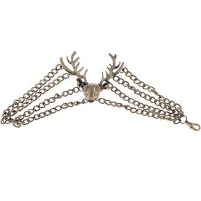 Alilang Golden Tone Vintage Antique-Inspired Deer Bangle Chain Cuff Bracelet