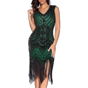 Flapper Dresses 1920s Gastby Sequin Dress for Women Tassels Party Night Cocktail