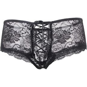 Women's Lace Sheer Briefs Panties Sexy Cheeky Lace Underwear Plus Size Hipster Thong G-string Panty