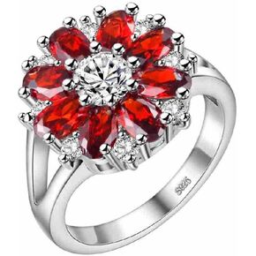 Uloveido Silver Purple Pink CZ Flowers Big Statement Rings Women Glitzy Jewelry J676 in Saudi Arabia