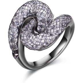 Cubic Zirconia Statement Rings Fashion Rose Gold Mesh Crystal CZ Chunky Ring for Women
