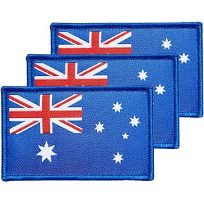 3Pcs Australia Australian Flag Patch 2x3 Inch, Hook Loop Tactical Embroidered Armband Country Flag Patches for Backpack Hat Vest Jacket.