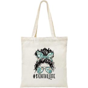 ZHANTUONE Denta Life，The Best Birthday Gift for Dentists, For Women Dental Hygienist Tote Bag，Dental Hygienist Gifts，Dental Assistant Gifts，Dental Hygienist Student Gifts，Funny Dentists Gift