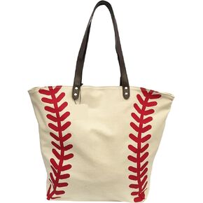 Cocomo Soul Baseball Sports Canvas Tote Bag Handbag XLarge 21" L X 17" H X 8" W