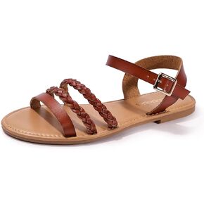 Women's Ankle Strap Flat Sandals Open Toe Breathable Summer Fisherman Sandals Adjustable Buckle Crossed Strappy Two Band Comfy Casual Gladiator Sandal