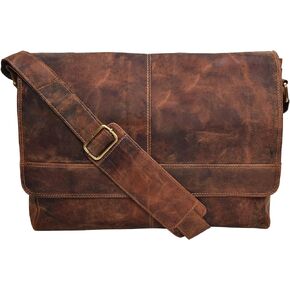 LEVOGUE Genuine Leather Messenger Bag for Men and Women - 14 inch Laptop Bag for College Work Office by VALENCHI