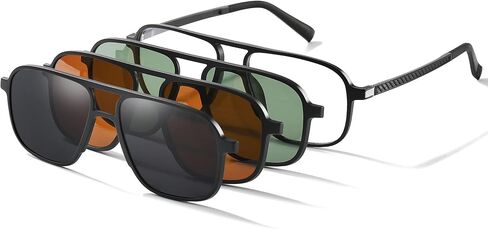 UNIEOWFA 3Pcs Polarized Magnetic Clip-on Sunglasses for men Aviator UV400 Magnetic Clip on Glasses in Saudi Arabia