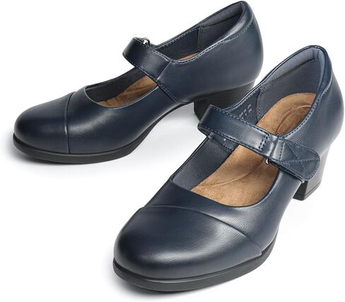 DREAM PAIRS Women's Chunky Low Block Closed Toe Heels Mary Janes Pumps Comfortable Round Toe Dress Work Wedding Shoes in Kuwait