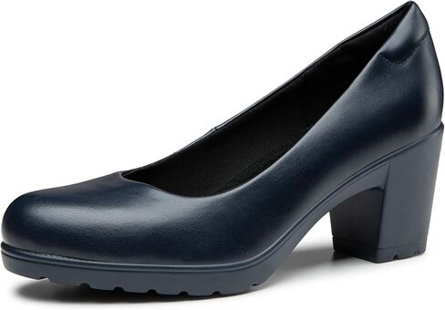 Trary Women's Chunky Low Block Heels Slip on Pumps,Comfortable Classic Closed Round Toe Work Dress Wedding Office Lady Pumps Shoes in Kuwait