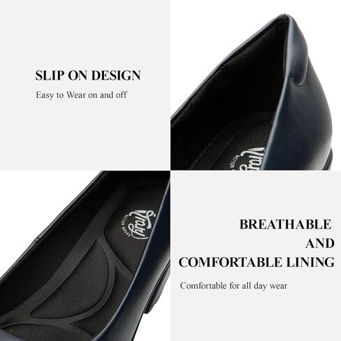 Trary Women's Chunky Low Block Heels Slip on Pumps,Comfortable Classic Closed Round Toe Work Dress Wedding Office Lady Pumps Shoes in Kuwait