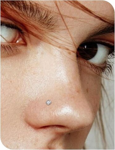3 Pairs Surgical Steel/Titanium Nose Rings Studs L-Shape Nose Nostrial Piercing Body Jewerly for Women 22g/20g/18g Nose ring CZ 2mm/2.5mm/3mm in Kuwait