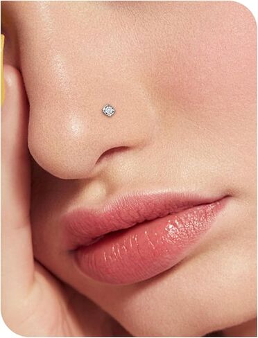 3 Pairs Surgical Steel/Titanium Nose Rings Studs L-Shape Nose Nostrial Piercing Body Jewerly for Women 22g/20g/18g Nose ring CZ 2mm/2.5mm/3mm in Kuwait