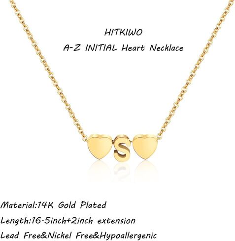 الذهب القلائد القلب الأولي للنساء الفتيات، لذيذ الذهب حرف قلادة صغيرة a-z قلادة قلادة قلادة العصرية لطيف شخصية حرف واحد فقط اسم قلادة الذهب والمجوهرات قلادة للفتيات في سن المراهقة هدية in Kuwait