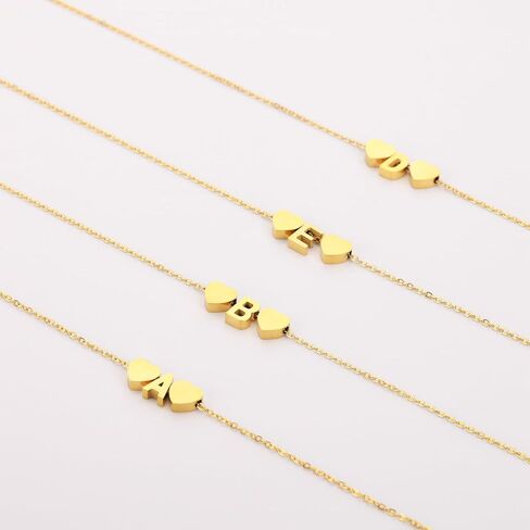 الذهب القلائد القلب الأولي للنساء الفتيات، لذيذ الذهب حرف قلادة صغيرة a-z قلادة قلادة قلادة العصرية لطيف شخصية حرف واحد فقط اسم قلادة الذهب والمجوهرات قلادة للفتيات في سن المراهقة هدية in Kuwait