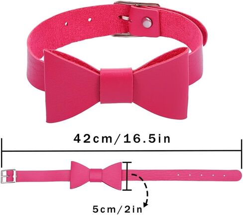 Punk Leather Choker Bowknot PU Necklace Choker Collar Goth Necklace Nightclub for Women and Girls in Kuwait