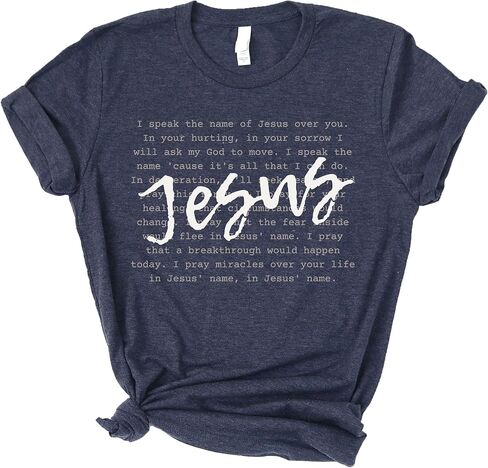 الحب في الإيمان | أنا أتكلم اسم يسوع كم قصير | قمصان مسيحية مطبوعة برسوم جرافيك | الملابس المبنية على الإيمان | هدايا عيد الفصح in Kuwait