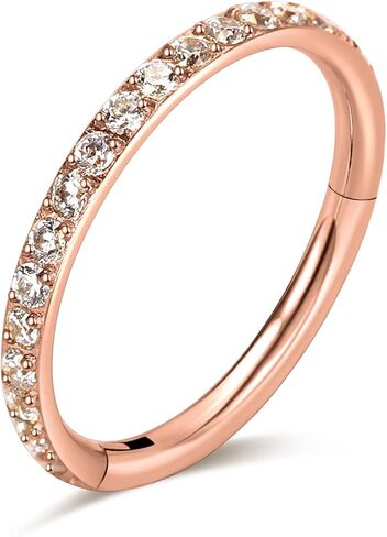 حلقات انف من الستيل الجراحي 316l من لوف بيرسينج مرصعة بالكريستال 18G/16G، قطر 6 ملم الى 12 ملم، ذهبي/ذهبي وردي/فضي/اسود in Kuwait