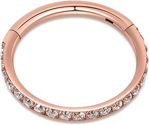 حلقات انف من الستيل الجراحي 316l من لوف بيرسينج مرصعة بالكريستال 18G/16G، قطر 6 ملم الى 12 ملم، ذهبي/ذهبي وردي/فضي/اسود in Kuwait