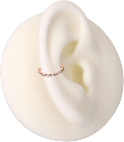 حلقات انف من الستيل الجراحي 316l من لوف بيرسينج مرصعة بالكريستال 18G/16G، قطر 6 ملم الى 12 ملم، ذهبي/ذهبي وردي/فضي/اسود in Kuwait