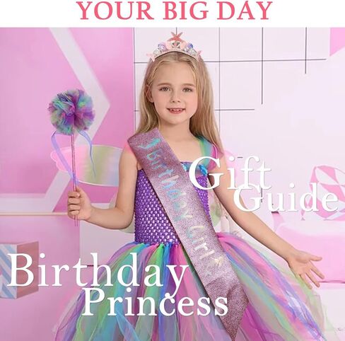 SuPoo Mermaid Tail Princess Tiara and Sash Birthday Girl Headbands in Kuwait