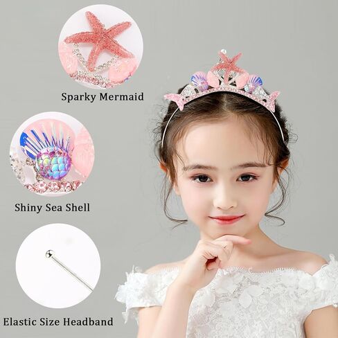SuPoo Mermaid Tail Princess Tiara and Sash Birthday Girl Headbands in Kuwait